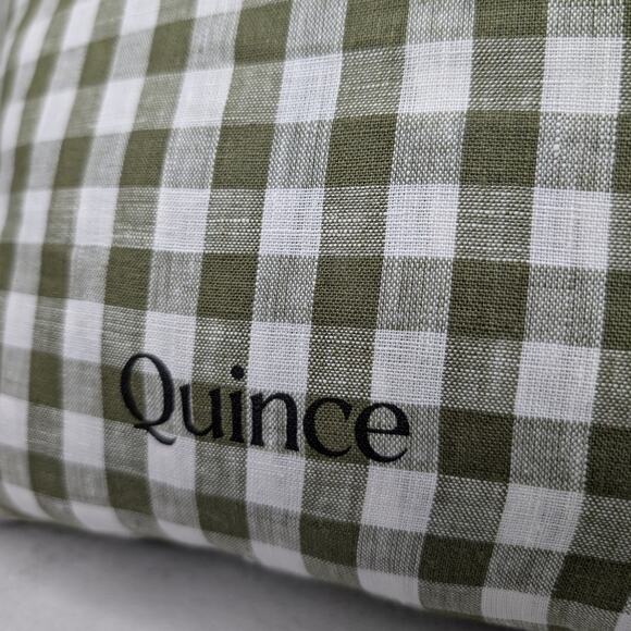 NWOT Quince European Linen Duvet Cover Full/Queen Olive Gingham - Picture 1 of 8
